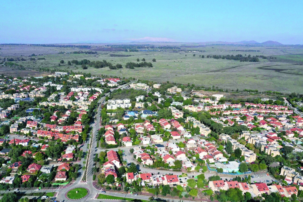 This aerial view shows Katsrin city, an Israeli settlement organised as a local council in the Israeli-annexed Golan Hights, on Sunday. - AFP