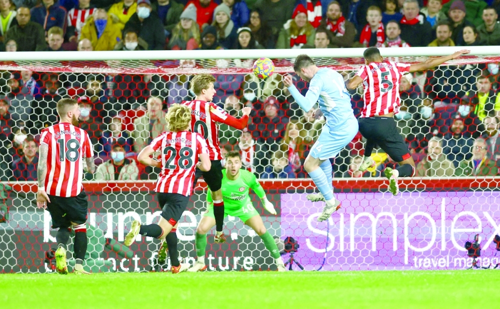 Manchester City's Aymeric Laporte scores a disallowed goal. --  Reuters