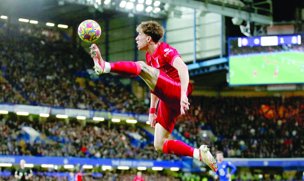 Liverpool's Kostas Tsimikas in action. -- Reuters