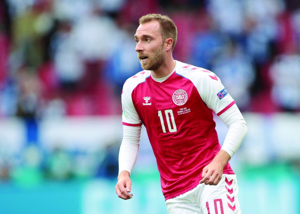 FILE PHOTO: Soccer Football - Euro 2020 - Group B - Denmark v Finland - Parken Stadium, Copenhagen, Denmark - June 12, 2021 Denmark's Christian Eriksen during the match Pool via REUTERS/Hannah Mckay/File Photo
