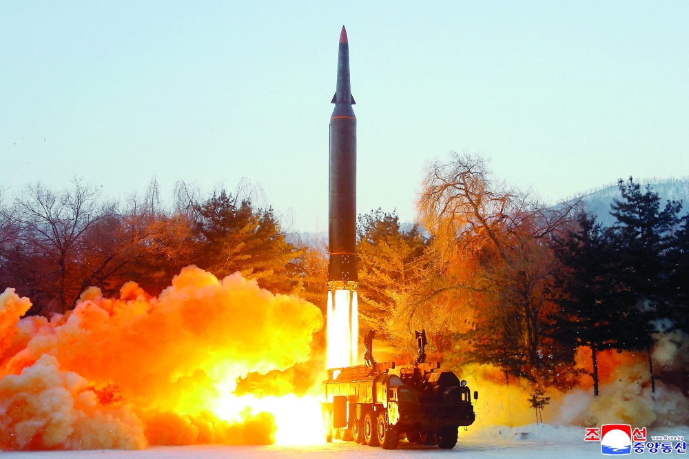 Hypersonic weapons usually fly towards targets at lower altitudes than ballistic missiles and can achieve more than five times the speed of sound - or about 6,200 kms per hour. -- Reuters