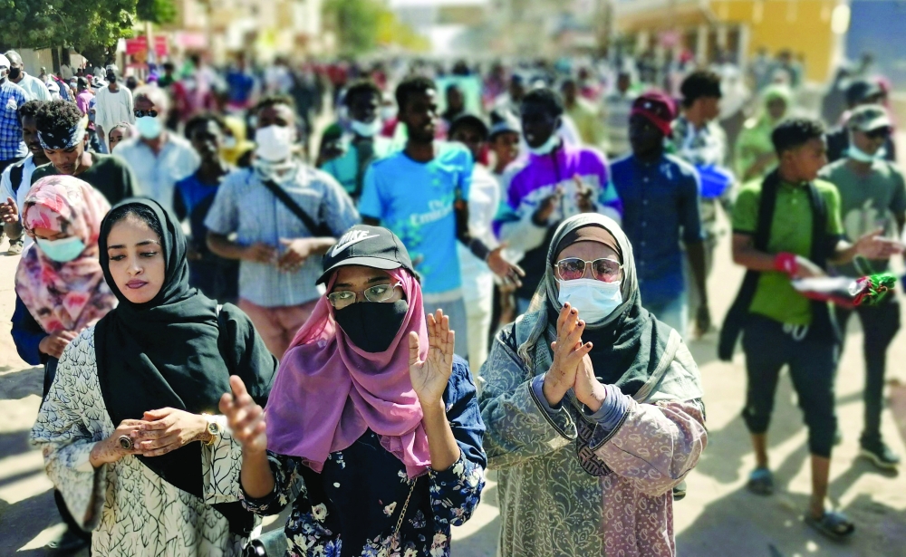 Thousands of Sudanese took to the street of the capital Khartoum on Thursday to protest against the military. -- AFP