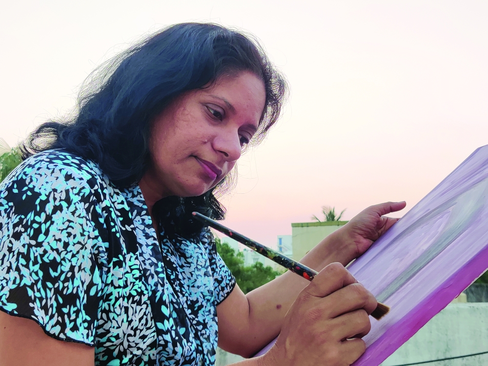 Artist Harini Kumar at work