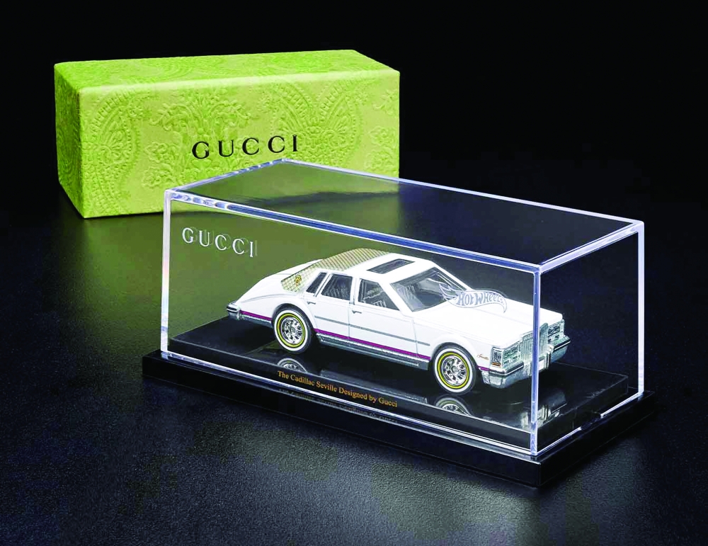 The Mattel Creations x Gucci Cadillac, Hot Wheels-sized. (Mattel via The New York Times)