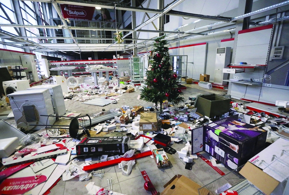 An interior view shows an electronics store that was looted during mass protests triggered by fuel price increase in Almaty. - Reuters
