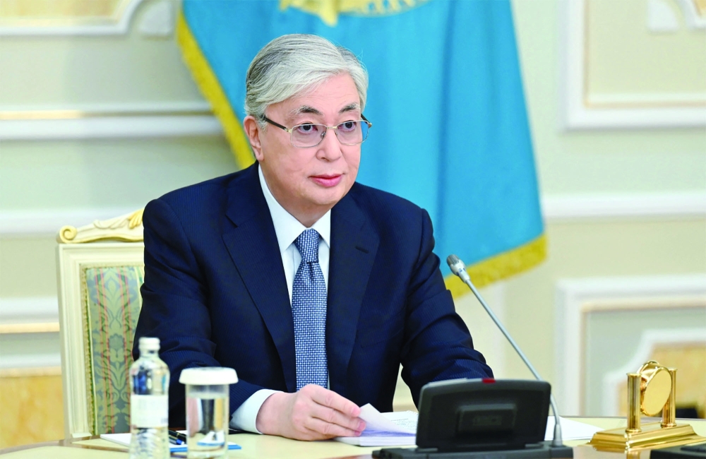 APKazakh President Kassym-Jomart Tokayev attends a session of parliament via a video link in Nur-Sultan. - Reuters
