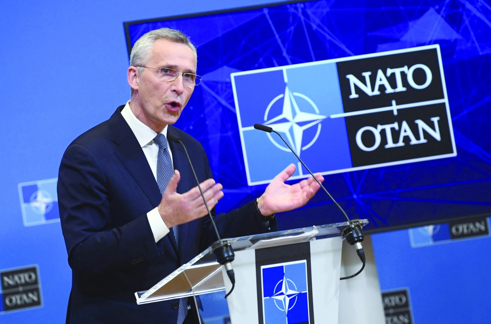 Nato Secretary General Jens Stoltenberg addresses a press conference following a meeting of the Nato-Russia Council in Brussels. - AFP