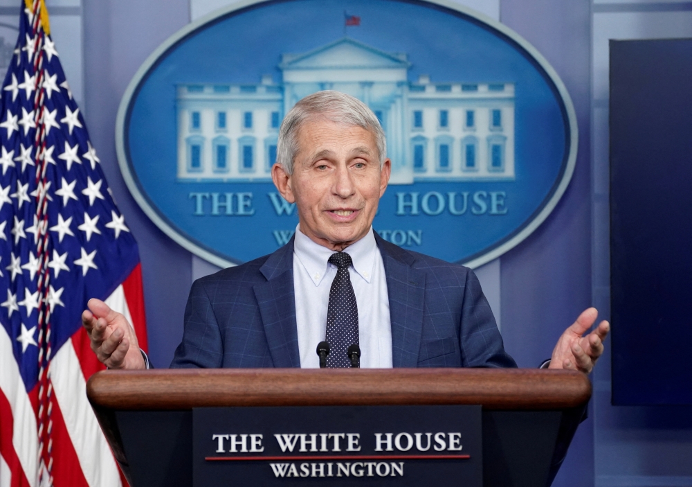 FILE PHOTO: Dr. Anthony Fauci speaks about the Omicron coronavirus variant during a press briefing at the White House in Washington, U.S., December 1, 2021. 