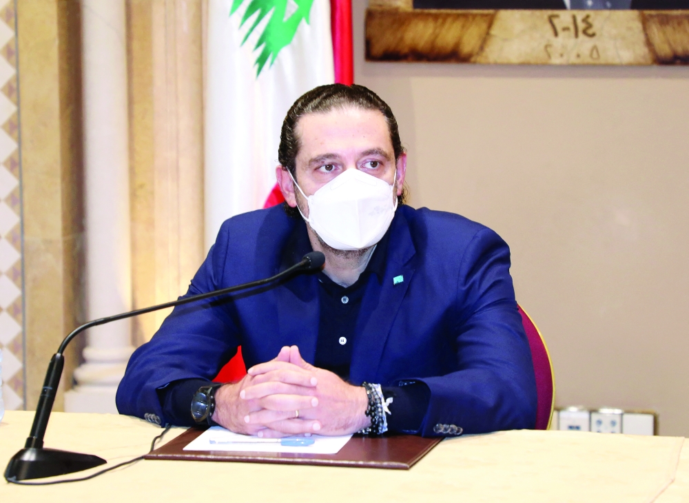Former Lebanese Prime Minister Saad Hariri heads a meeting with the future parliamentary bloc in Beirut. - Reuters
