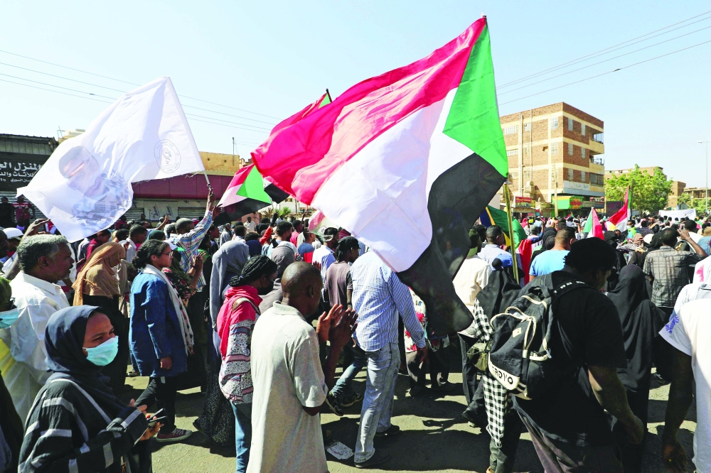 Sudanese protesters during a demonstration calling for civilian rule and demanding justice for those killed in crackdowns in Khartoum. - AFP