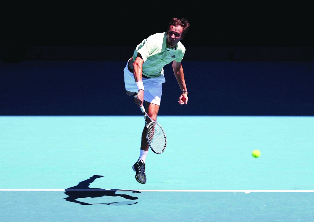 Russia's Daniil Medvedev in action during his fourth round match against Maxime Cressy of the U.S. REUTERS/