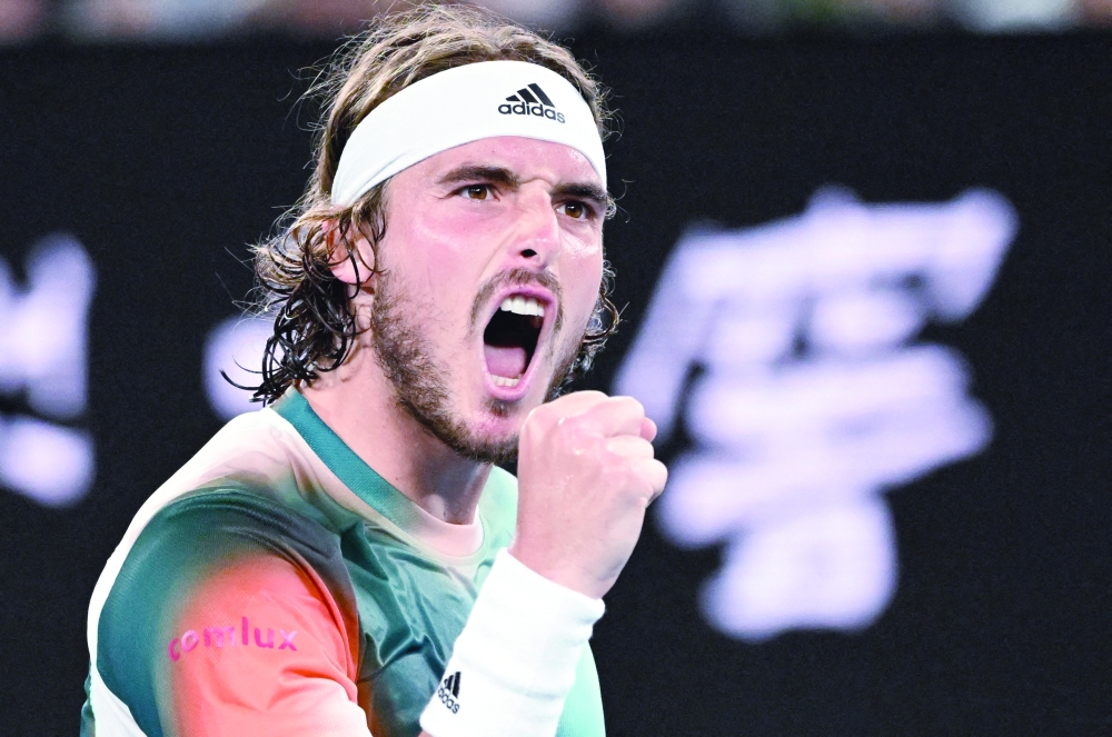 Greece's Stefanos Tsitsipas reacts during his quarter final match against Italy's Jannik Sinner REUTERS/