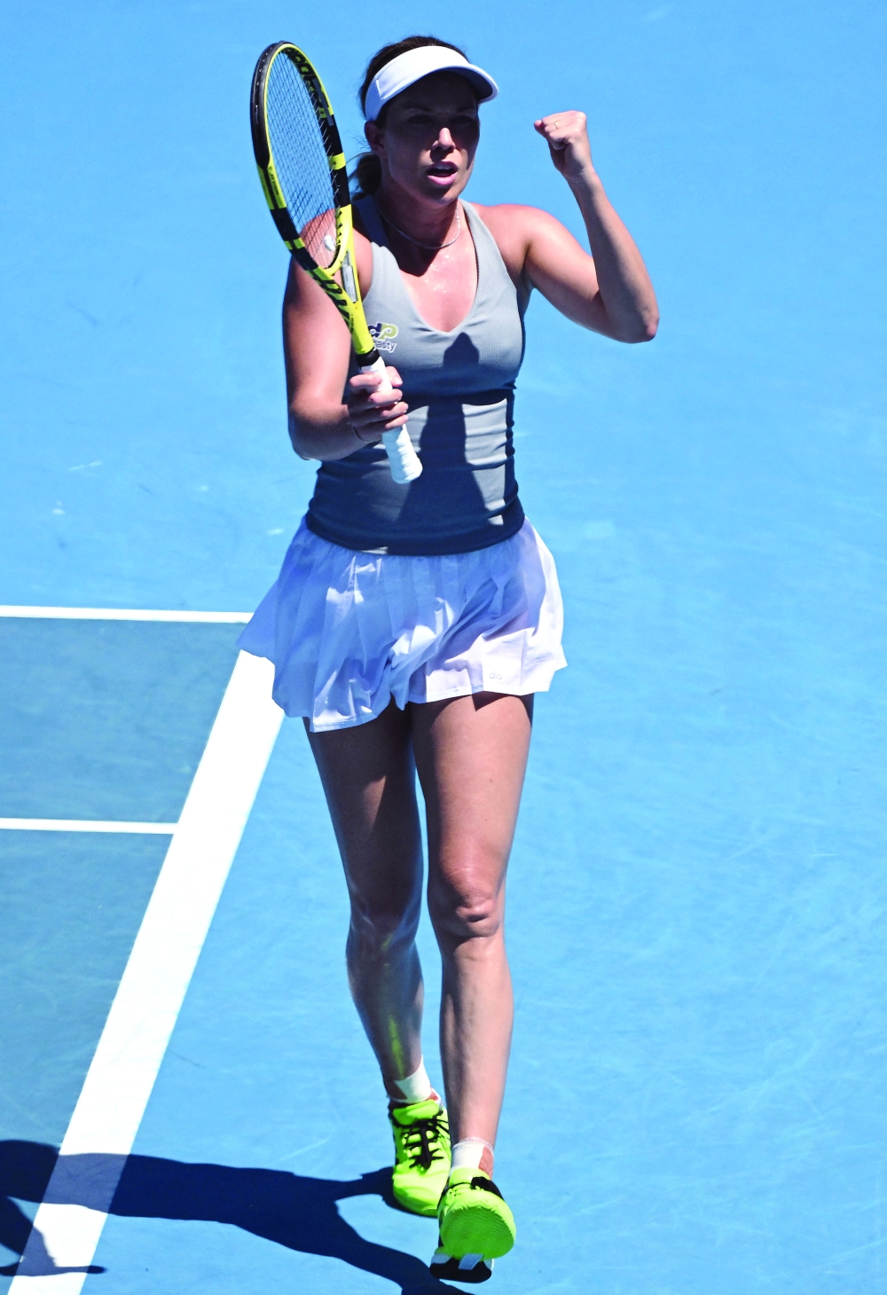 Danielle Collins of the U.S. celebrates winning her quarter final match against France's Alize Cornet REUTERS
