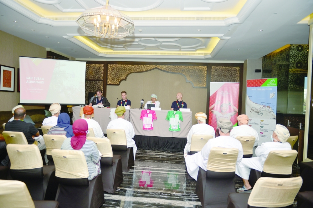 The top officials of Tour of Oman address a press conference. -- AbdulWahid 