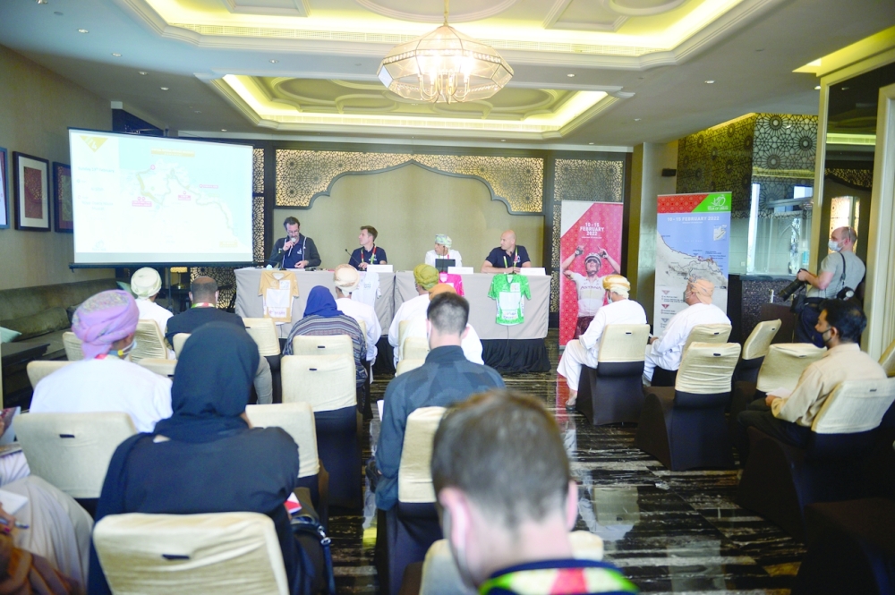 The top officials of Tour of Oman address a press conference. -- AbdulWahid 