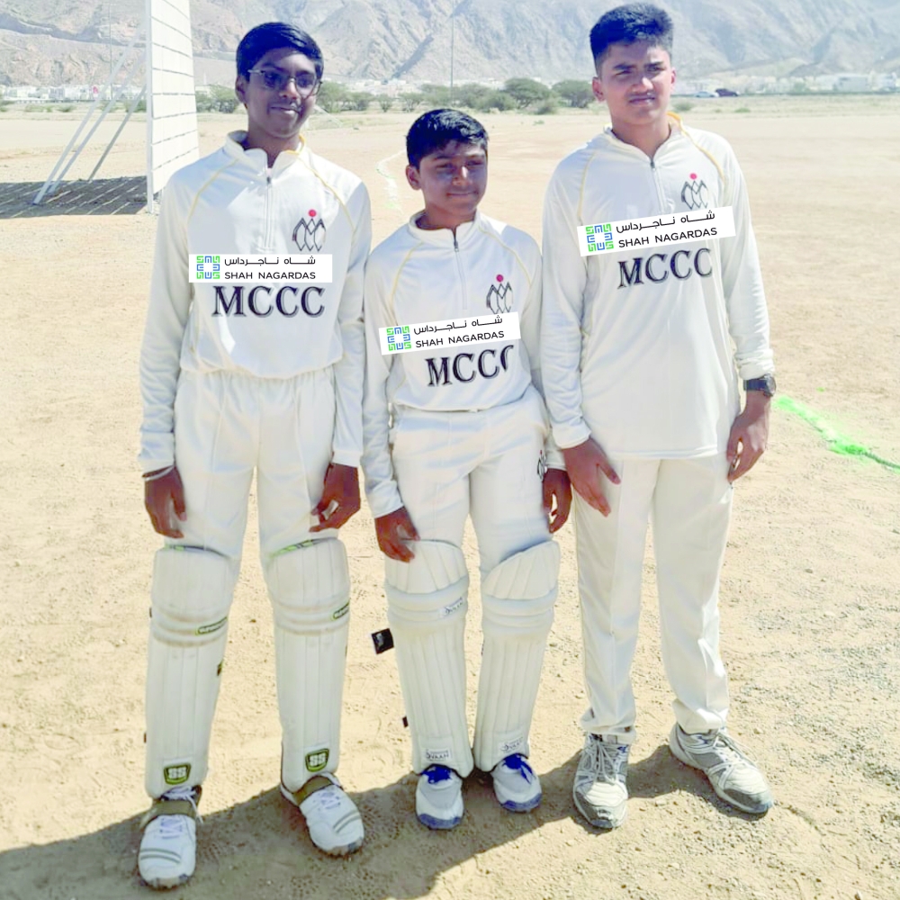 Abhishek vijayakumar, Prathiesh Hema and Mithul Mahesh of MCCC Yellow Under16