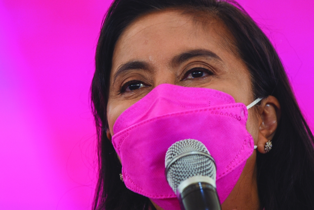Philippine Vice President Leni Robredo, presidential candidate for the 2022 Philippine elections, during a campaign rally in Quezon City, Metro Manila. - Reuters 