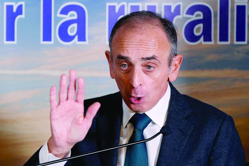 French far-right party Reconquete! presidential candidate Eric Zemmour during a symposium focused on rural issues in Paris. - AFP