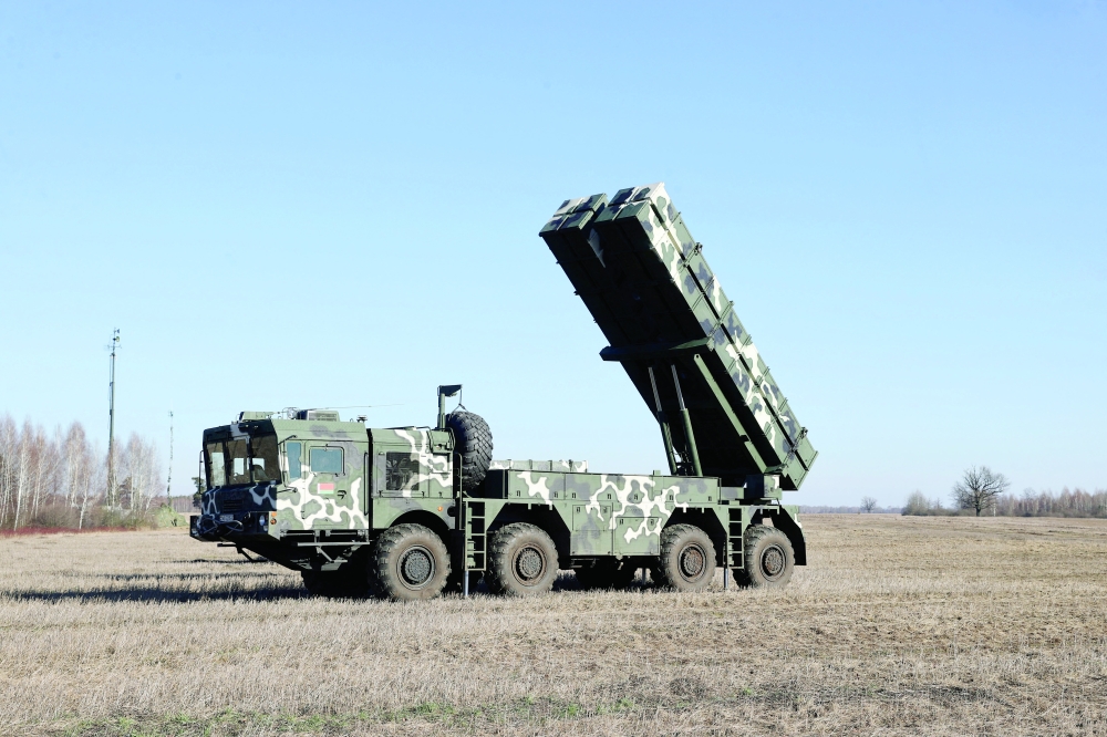 A Belarusian multiple launch rocket system Polonez is seen during military exercises held by the armed forces of Russia and Belarus in the Gomel region, Belarus. - Reuters