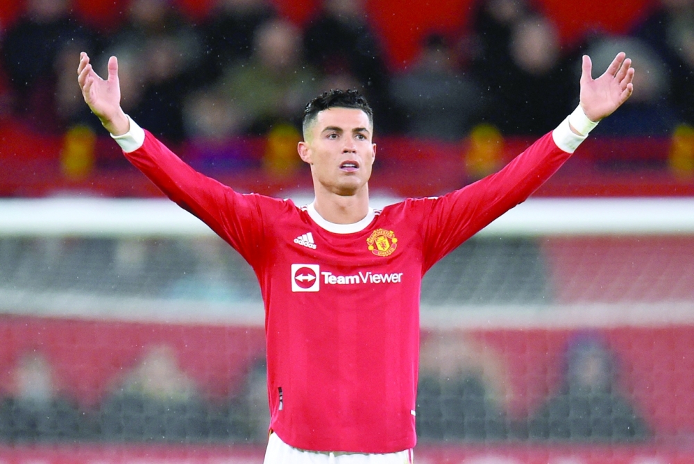 Manchester United's Cristiano Ronaldo reacts REUTERS/