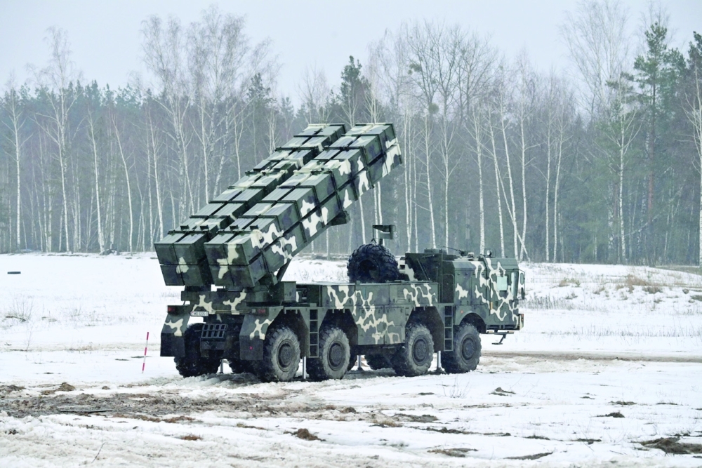 A view shows a rocket launcher system during the "Allied Resolve" military exercises held by the armed forces of Russia and Belarus at the Osipovichsky training ground in the Mogilev region, Belarus, Thursday. - Reuters 