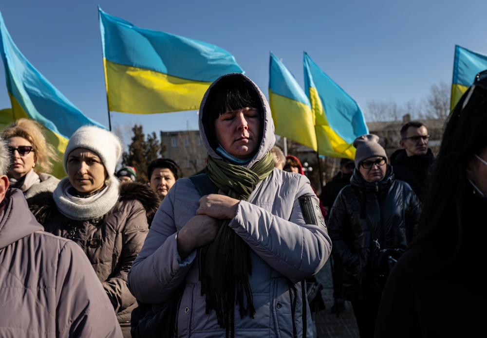 Ukrainians commemorate the anniversary of the Maidan attacks where dozens of protesters were shot and killed in Maidan Square, in the countrys capital of Kiev, in Severodonetsk, Ukraine, Feb. 20, 2022. (Lynsey Addario/The New York Times)