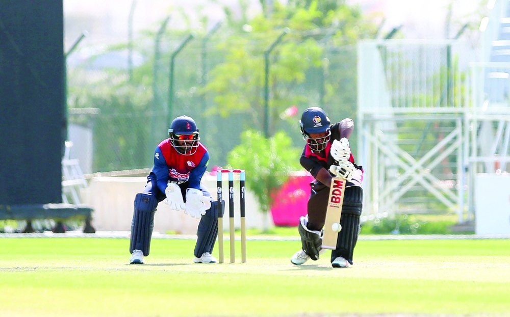 Action from the UAE-Nepal semifinal match of the ICC Men's T20 World Cup Qualifier A. -- Photo by Hussain Ali al Maqbali