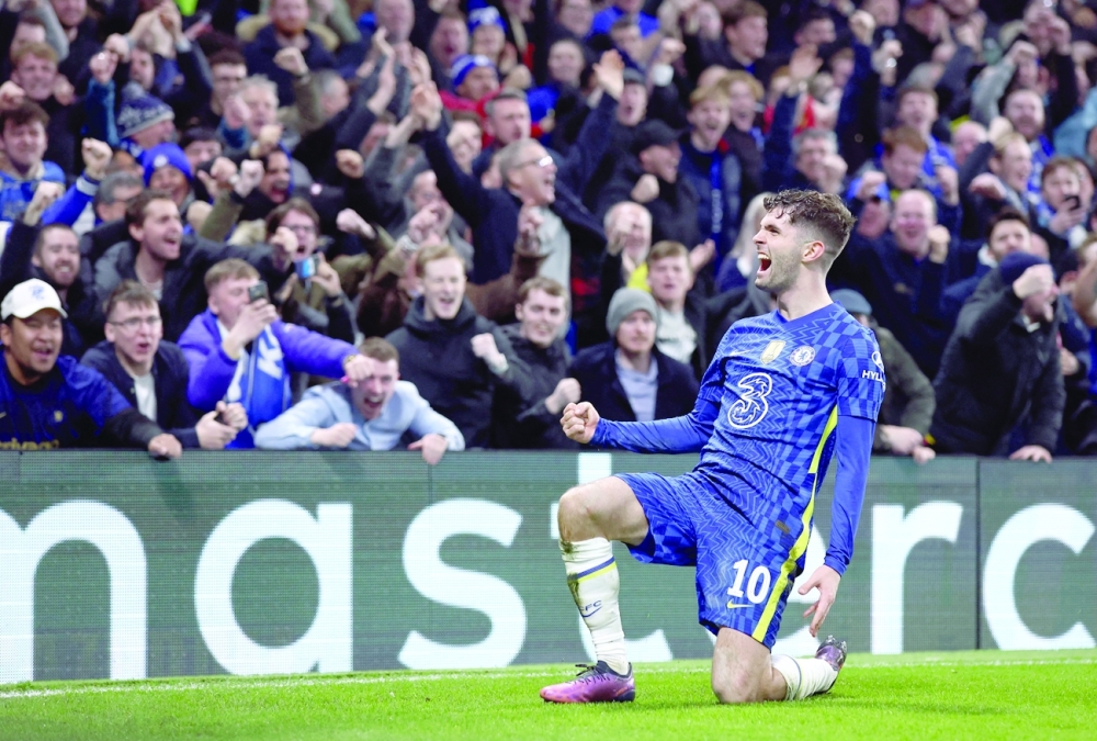 Chelsea's Christian Pulisic celebrates scoring their second goal REUTERS/