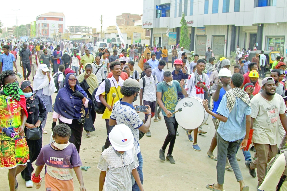 Sudanese protesters rally against the October military coup which has led to scores of arrests, in the capital Khartoum on Thursday. - AFP