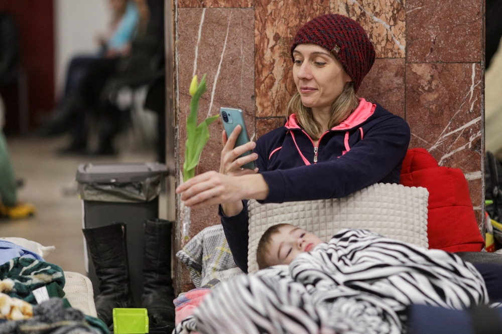 Refugees fleeing Ukraine after the Russian invasion arrive in the North Railway Station in Romania's capital, Bucharest
