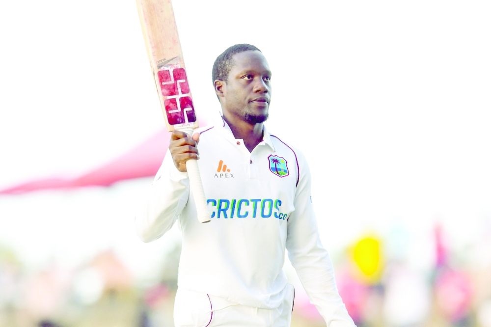 Nkrumah Bonner of West Indies walks off the field dismissed by Dan Lawrence of England. -- AFP