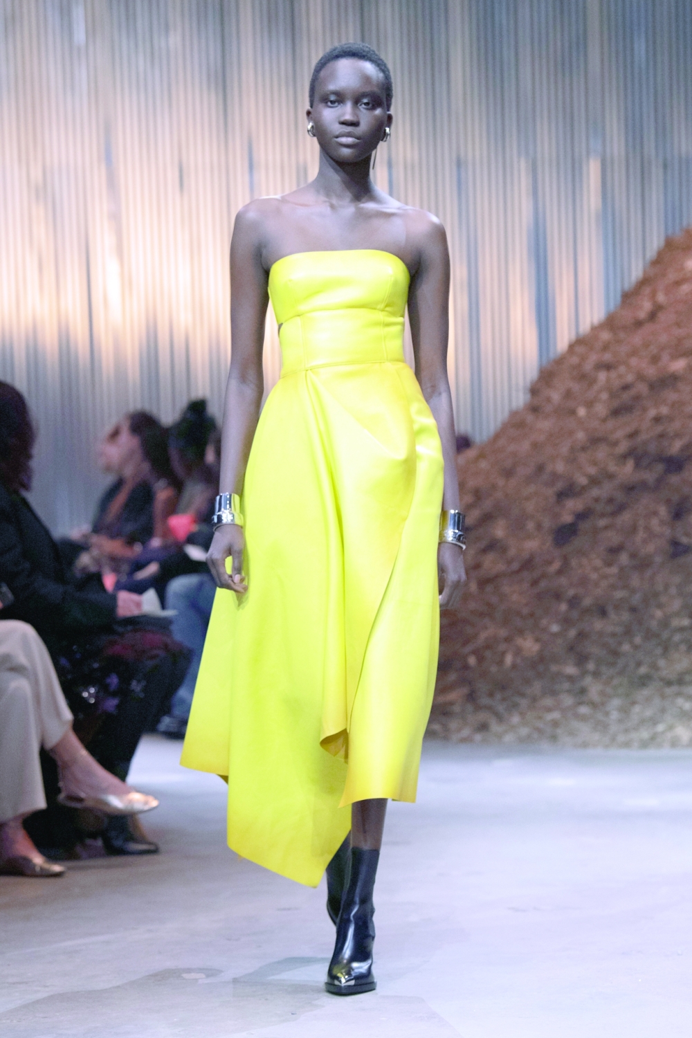 A provided image shows a model in the Alexander McQueen fall 2022 fashion show. (Alexander McQueen via The New York Times)