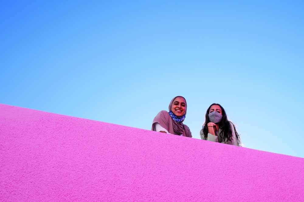 The founders of Zawraq Collective Noor Al-Mahruqi and Zaima Al-Adawi. Photo by Waleed Jumajpg