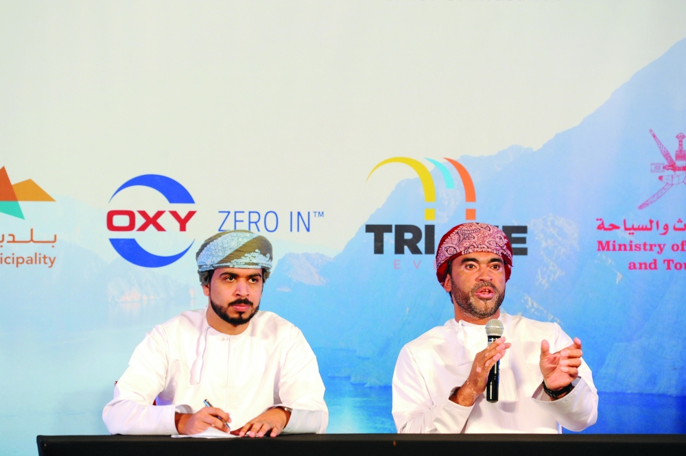Tri.Me chief Mohammed al Obaidani speaks at the launch ceremony. -- Saleh al Sharji
