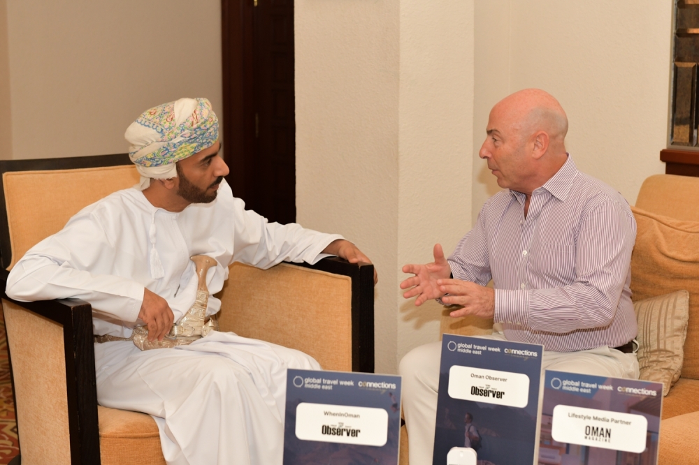 Ibrahim Al Kharousi, Under-Secretary, Ministry of Heritage and Tourism with Clive Jacobs, Jacobs Media Group chairman