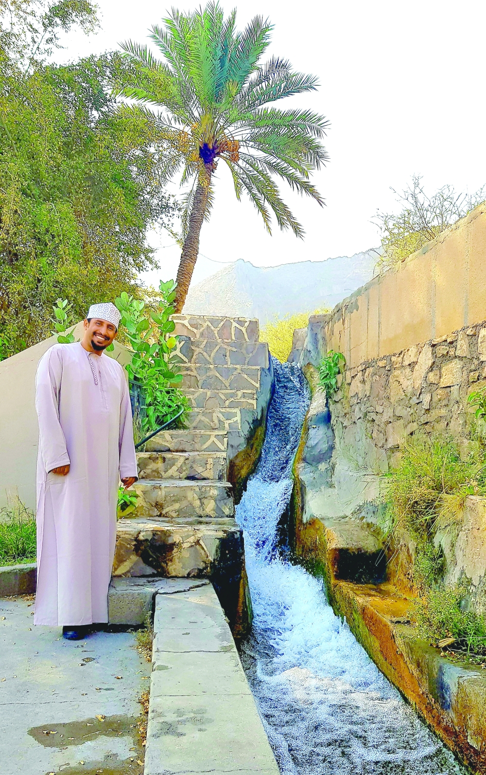 Yasser al Maamari at a falaj