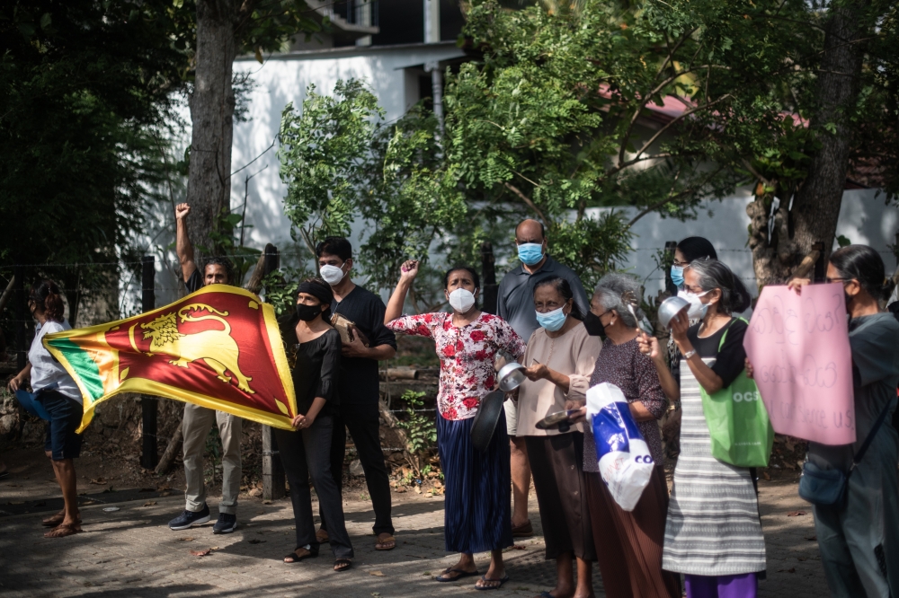 A rally in Colombo, the Sri Lankan capital, on Sunday, April 3, 2022. (Rebecca Conway/The New York Times