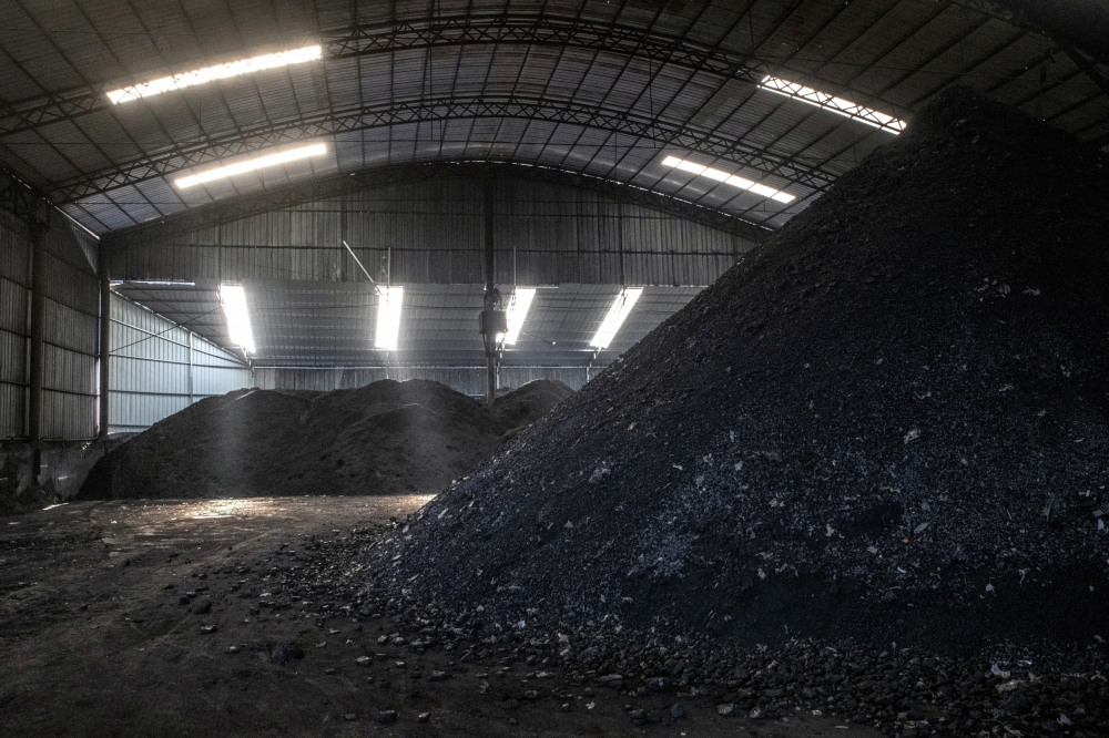 Piles of coal at a warehouse in Shanxi Province, China, Oct. 21, 2021. (Gilles Sabri