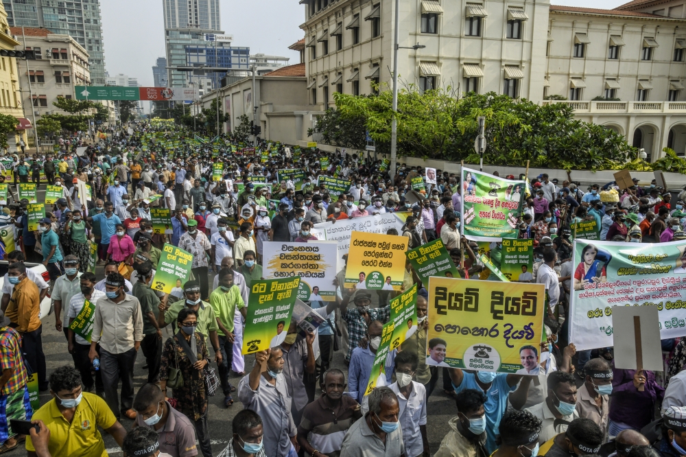 Thousands demonstrate over power cuts and the lack of essential products in Colombo, Sri Lanka, March 15, 2022. (Atul Loke/The New York Times)