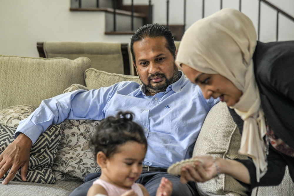 Hejaaz Hizbullah, a prominent Muslim human rights lawyer who was jailed on charges of hate speech, at his home in Colombo, Sri Lanka on March 5, 2022. (Atul Loke/The New York Times)