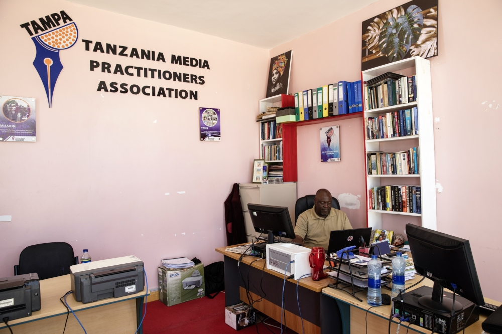 Simon Mkina was the publisher and editor in chief of Mawio, a weekly investigative newspaper that was banned under President John Magufuli. President Samia Suluhu  Hassan lifted the ban on the newspaper. (Malin Fezehai/The New York Times)