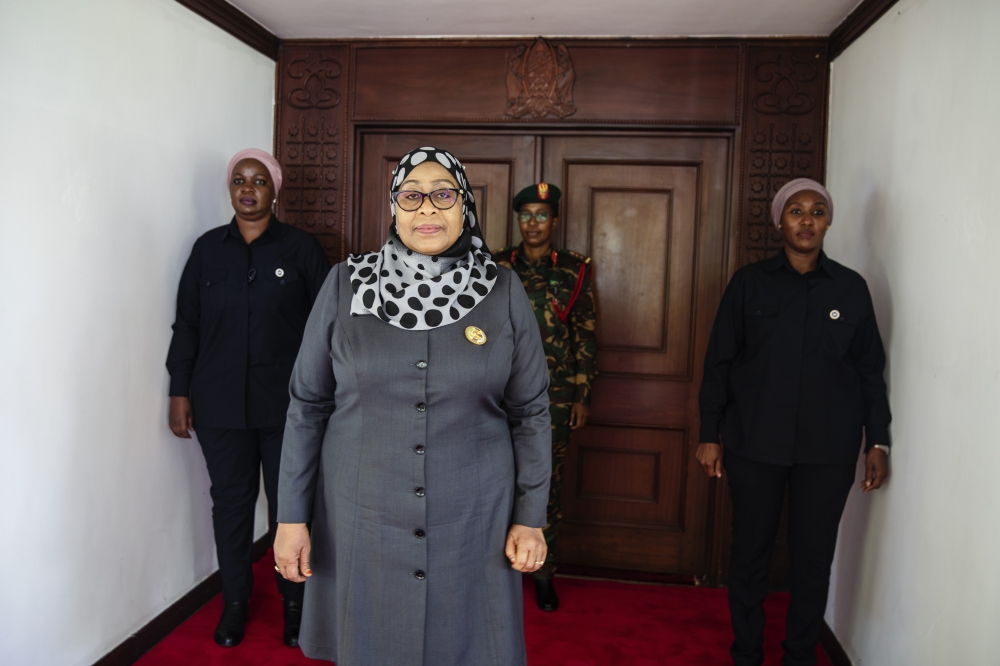 President Samia Suluhu Hassan of Tanzania on April 6, 2022 at Chamwino State House in the capital, Dodoma. (Malin Fezehai/The New York Times)