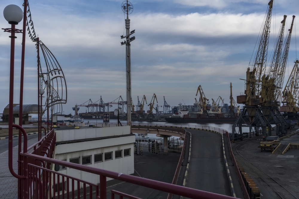 The Odesa sea port before the war in Ukraine, on Feb. 17, 2022. (Brendan Hoffman/The New York Times)
