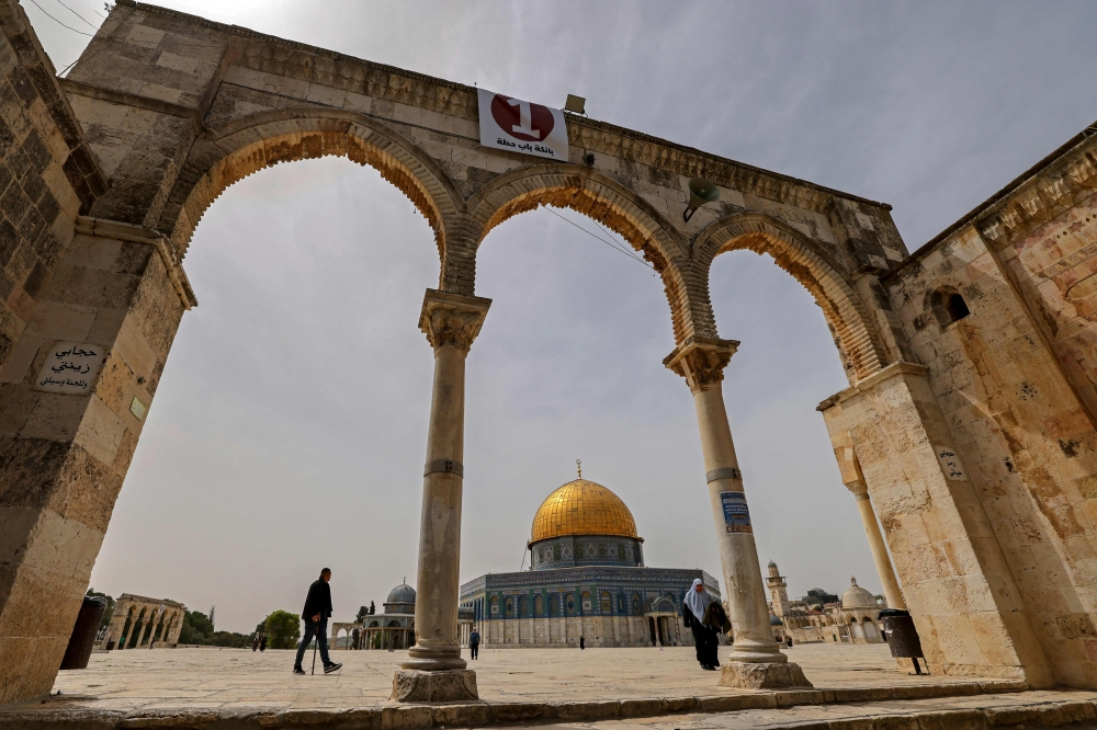 A general view shows the Dome of Rock Mosque in Jerusalem's flashpoint Al Aqsa Mosque compound on Monday. — AFP