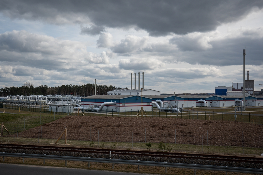 The facility where the Nord Stream 2 pipeline arrives outside Lubmin, Germany after crossing the Baltic Sea, April 1, 2021. (Lena Mucha/The New York Times)
