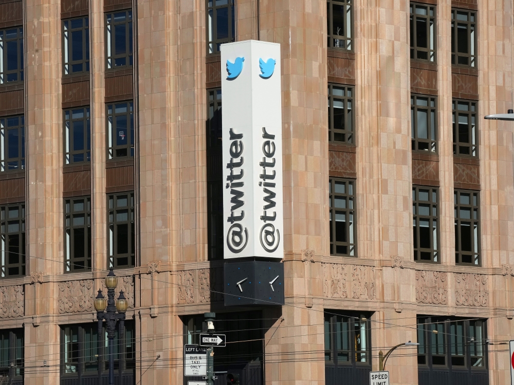 Outside Twitter’s headquarters in San Francisco, April 24, 2022. (Jim Wilson/The New York Times)
