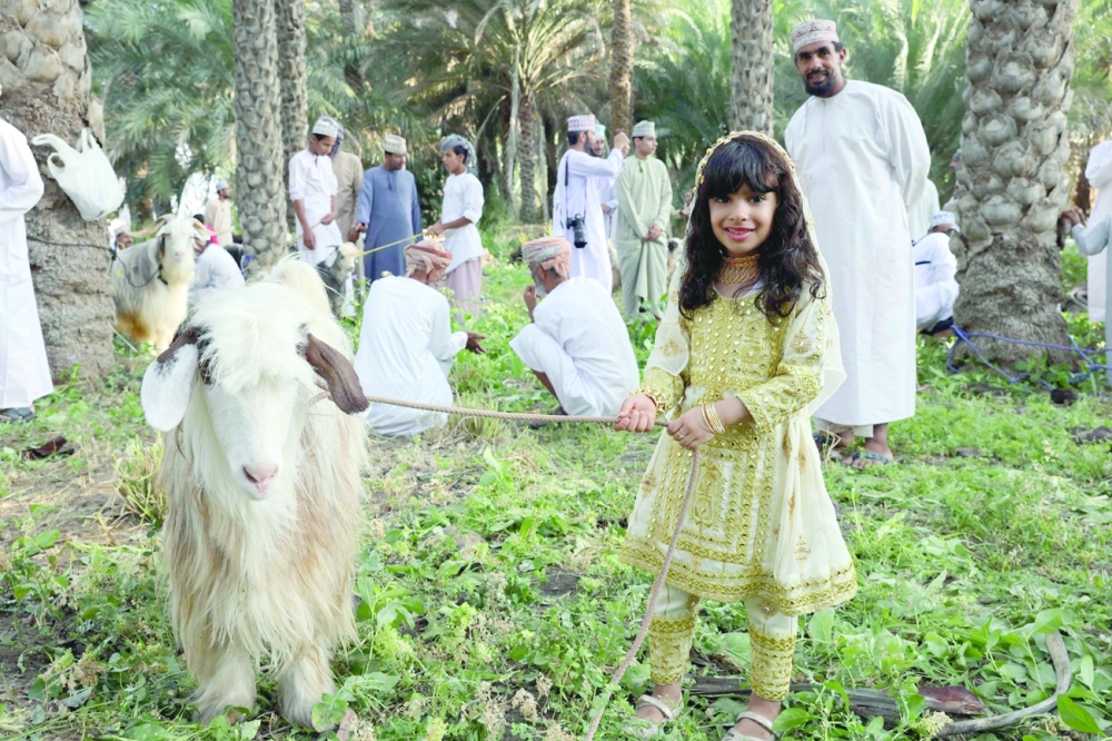 Omanis gather as goats are sold in preparation for Eid al Fitr at Surur area in Samayil. 
