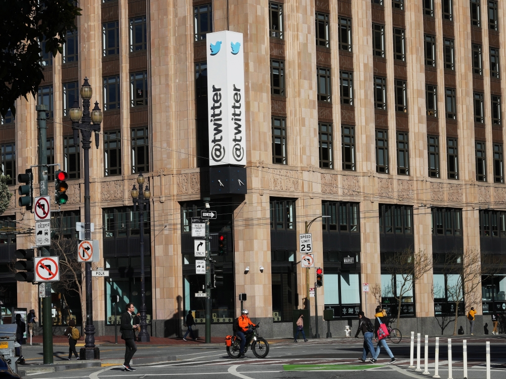 Twitters headquarters in San Francisco, April 24, 2022. (Jim Wilson/The New York Times)