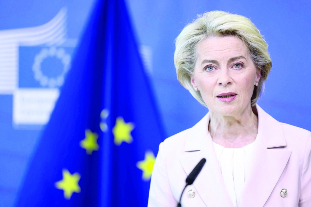 European Commission President Ursula von der Leyen makes a statement in Brussels. — AFP
