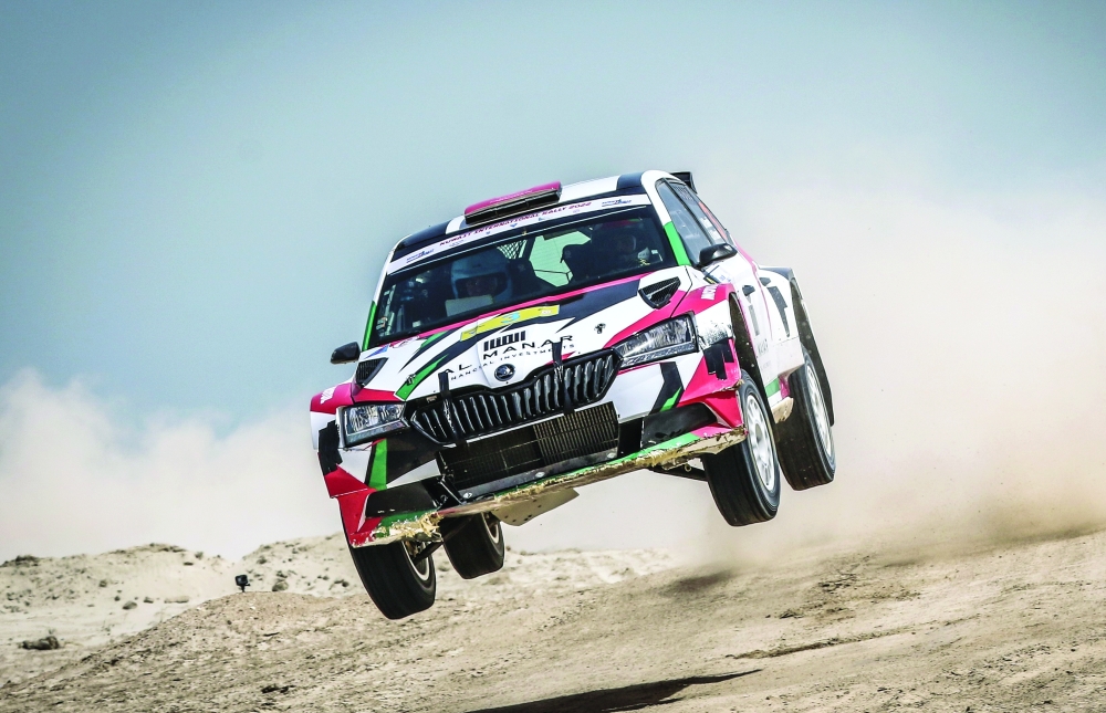 Abdullah al Rawahi flying at the Kuwait Rally.